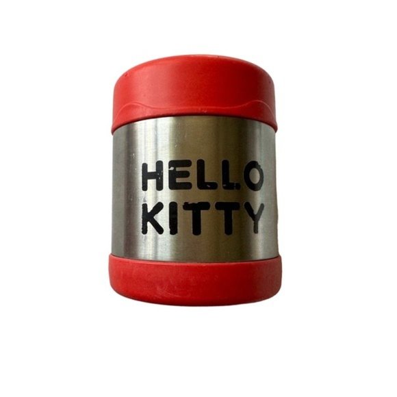 Hello Kitty Thermos Red Silver and Black Kitty Outline - Picture 2 of 8